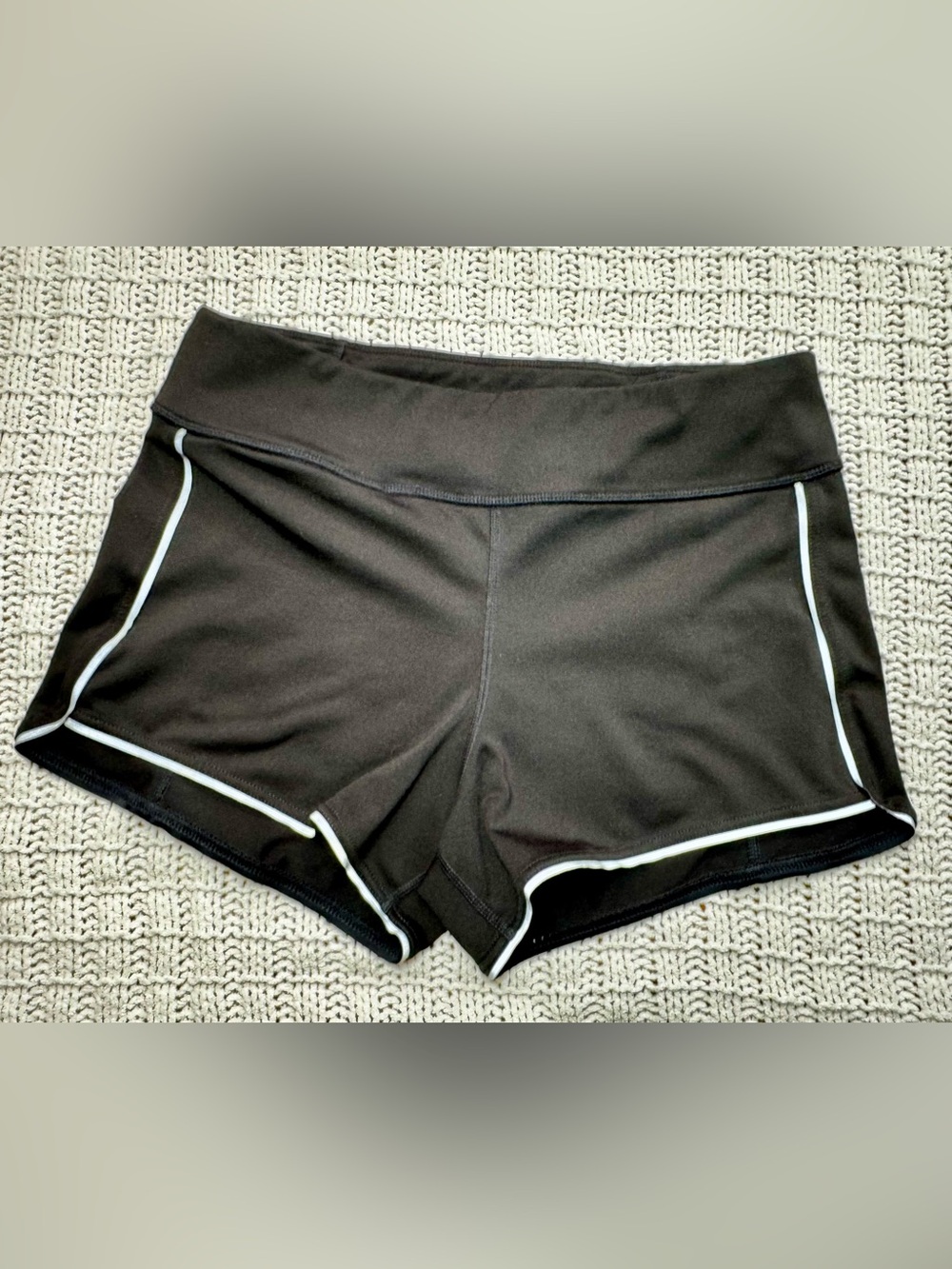 Capezio Black Spandex Athletic Shorts with White Trim - Performance Fit #1816